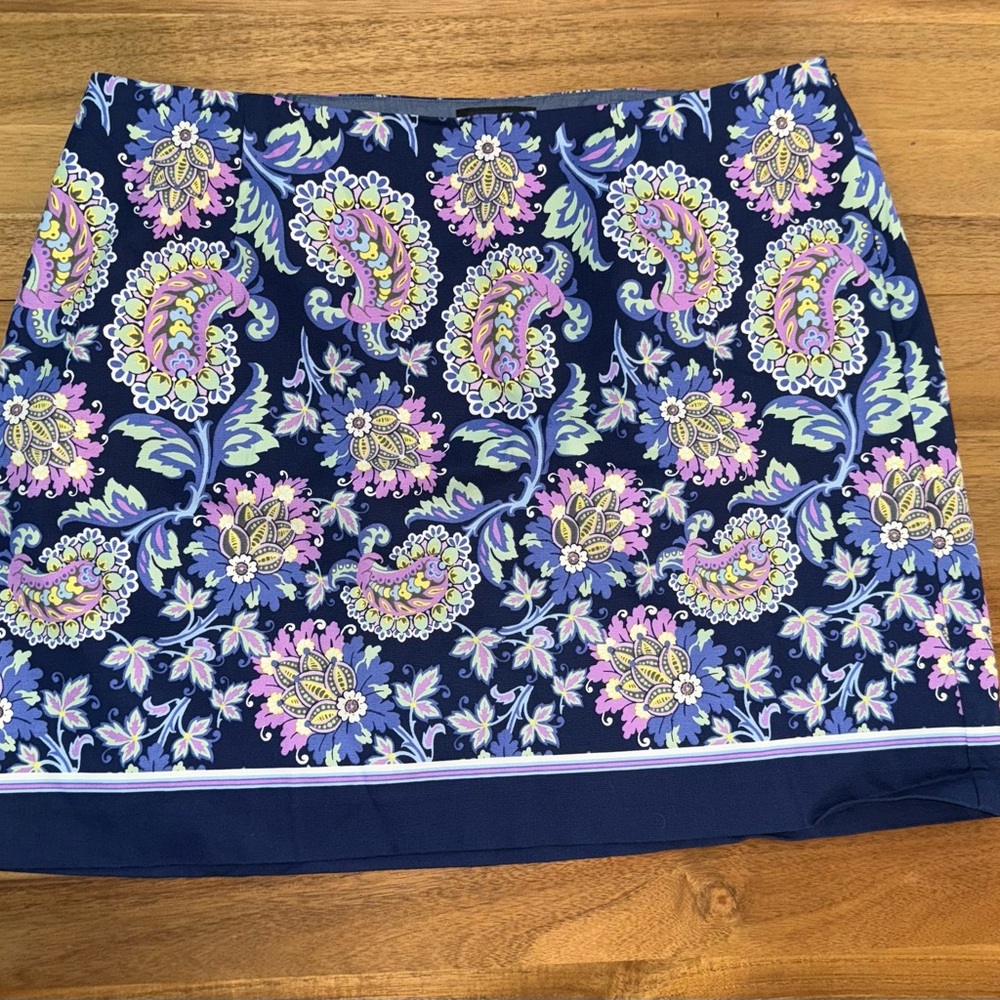 TALBOTS Woman’s Pencil Skirt Size 22  navy pink lime white floral paisley EUC